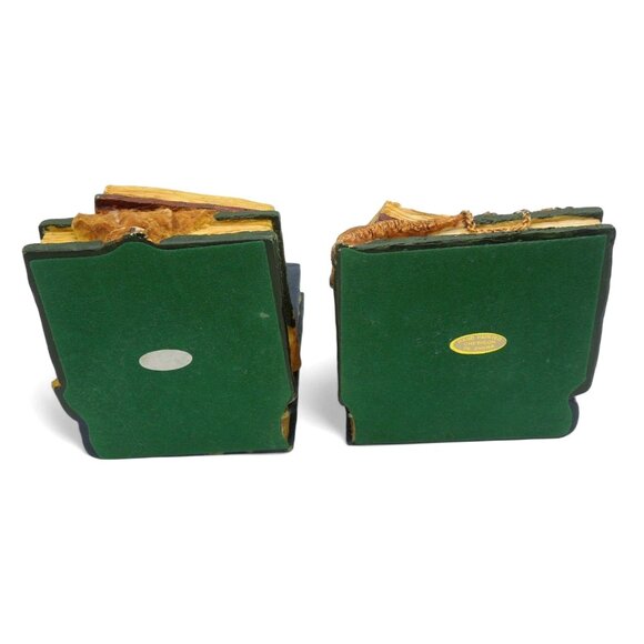 BOOKEND SET Artisan Flair Green and Cream Books Timepieces Design - Picture 9 of 10